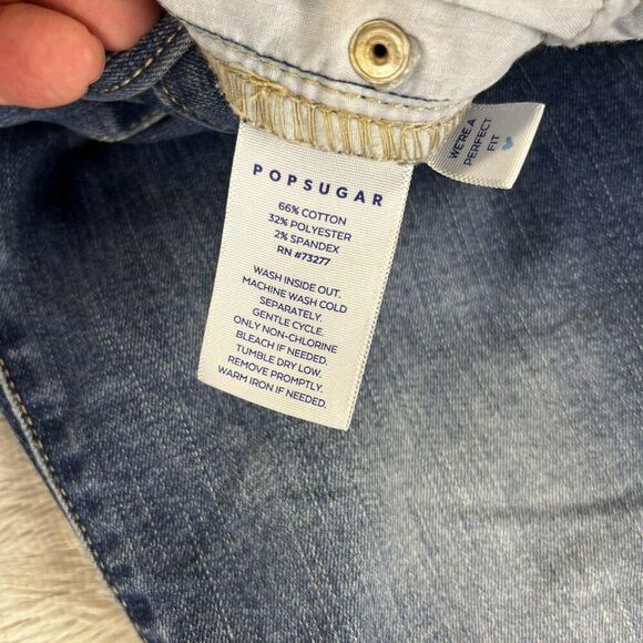 Popsugar Jeans Women 6 Skinny High Rise Button Fly Raw Hem Stretch Denim Blue - Picture 5 of 9